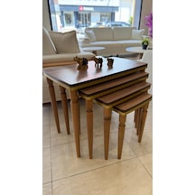 4lü Lüx Zigon Sehpa Ceviz Gold Kahverengi