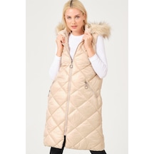 Z6717 Dewberry Bayan Yelek-düz Krem Düz Krem