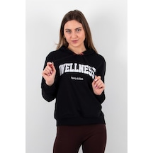 Kadın 2 Iplik Kapüşonlu Sweatshirt Siyah