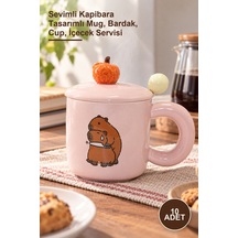 10 Adet 3d Kapibara Desenli Porselen Kupa Sevimli Kapibara Tasarımlı Mug, Bardak, Cup, İçecek Servisi