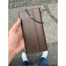 Karalı Deri Karalı Hakiki Deri Telefonluk Unisex Cüzdan Bileklik Hediyeli- Kahverengi Gtc-10 Kahverengi