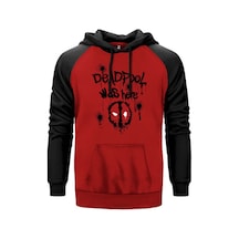 Deadpool Was Here Kırmızı Renk Reglan Kol Sweatshirt