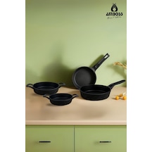 4 Parça Süper İkili Döküm Tava Sahan Seti Siyah