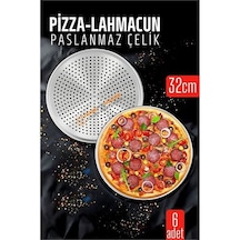 Zenvac 6 Lı Paslanmaz Çelik Pizza-lahmacun Tepsisi Delikli Tasarım İle Mükemmel Pişirme 32 Cm 722228 Zenvac29 Renkli