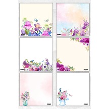 Çiçek Bloknot - 9 9 Cm Ebat- 50 Yaprak - Notepad - Memopad - Çizgisiz Not Kağıdı- To Do List - 2105