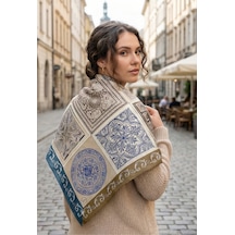 Çini Sırrı Desen 70 70cm Bandana/fular Mavi