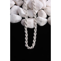 Omar Silver Unisex Halat Gümüş Zincir 5 Mm Elmas Kesim Gümüş Koly