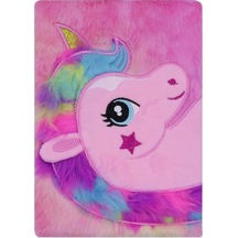 Unicorn Tasarımlı Peluş Çizgili Defter