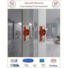 Trendhomm Okul Tipi Pvc Güvenlikli Bariyerli Kapı Kolu - 1 Takım Ön Ve Arka - Kırmızı