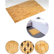 Bambu Banyo Paspası - Kaymaz Taban - Duş Paspası 40 X 60 Cm Kahverengi