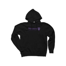 Western University Purple Logo Siyah Kapşonlu Sweatshirt Hoodie Siyah