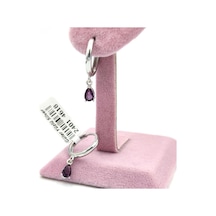 Güler Yüzlü Silver Mor Damla Halka Gümüş Küpe