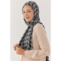 Mirsoy Scarf Kazayağı Desen Parlak Jakar Şal - Duman Duman