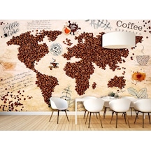 Kafe İçin Kahve Çekirdekli Yazılı Duvar Kağıdı