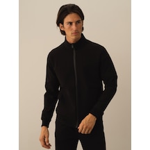 Xint Siyah Pamuk Dokulu Slim Fit Sweatmont 350167