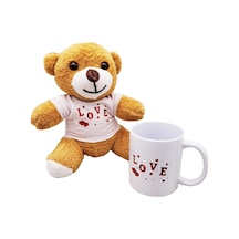 Love Baskılı Kahverengi Ayıcık Ve Kupa Seti