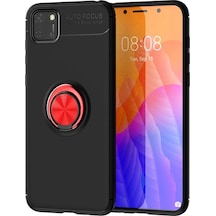Newface Huawei Y5p Kılıf Range Yüzüklü Silikon - Siyah-kırmızı