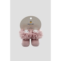 Defne Baby Yenidoğan Kız Bebek Tül Detaylı Tütü Yumuşak Koyu Pembe Patik Çorap Seti Koyu Pembe