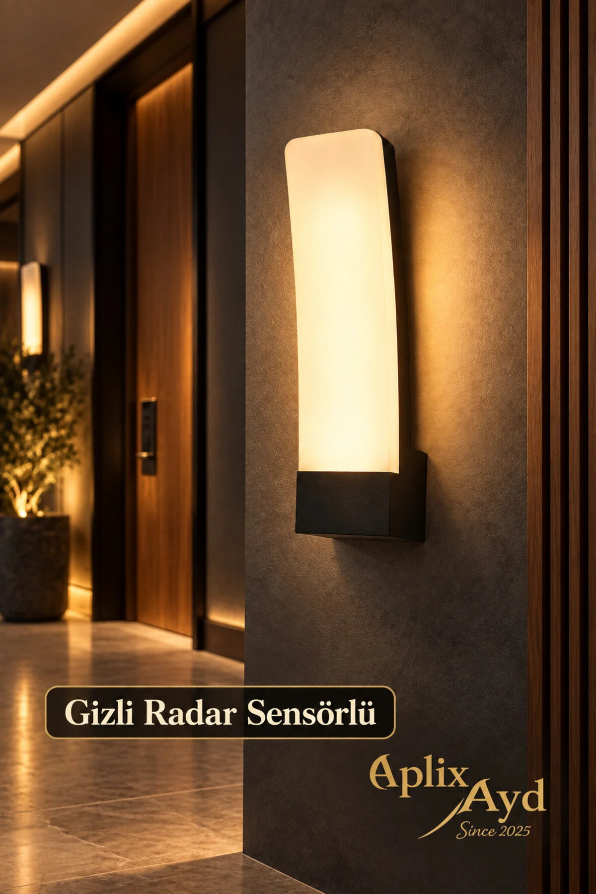 Sırma Sensörlü Duvar Apliği Ip66 Dış Mekan Bahçe Apartman Aydınlatma Ap-7426 Siyah