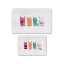 Sevimli Tasarımlı Mikrofiber 2'li Takım Banyo Paspası, Kaymaz Taban, Makinede Yıkanabilir 40x60 50x80 285 Tkmbp Diğer