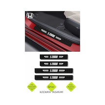 Karbon Kapı Eşik Koruyucu Honda S2000 Yazılı Dekoratif Siyah Karbon Beyaz Yazılı 4 Parça Koruma Honda S2000