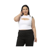 Disentis Büyük Beden Göğüs Dekolteli Fitilli Kaşkorse Beyaz Body-beyaz Beyaz