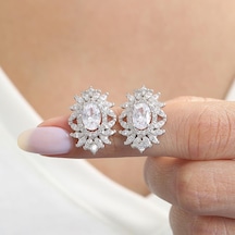 Mia Vento Effective Diamond Venedik Dansı Işıltılı Gümüş Küpe