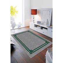 Yeşil Çerçeveli Kaymaz Taban Makinede Yıkanabilir Halı Rv057n11