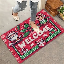 Valerine Life Noel Baba Ve Çınar Yaprağı Welcome Kapı Önü Paspası 45x70cm