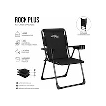 Katlanır Piknik Ve Kamp Sandalyesi - Bardaklıklı - Rock Plus - Siyah Çok Renkli