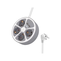 Vea Ve-g604yu 4 Lü Grup Priz 1.5 Metre Uzatma Kablosu Usb Li Yuvarlak 3680 Watt 16 Amper Destekli Isınmaz Priz