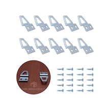 10 Ad Tablo Kancası Kıvrık Model - Metal Çerçeve Askısı Aparatı - Vidalı Fotoğraf Resim Asma Kancası Galveniz