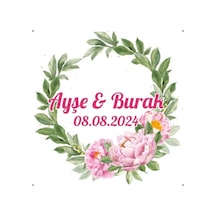 Zarif Altın Rengi Çelenk Etiketi Kına Nişan Düğün 3x3 Cm Özel Etiket / 50 Adet Sticker Beyaz