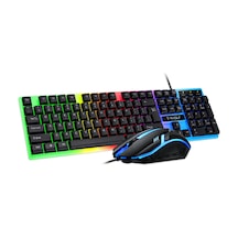 T-Wolf TF230 Ergonomik USB Kablolu RGB Arka Işıklı Klavye Fare Seti