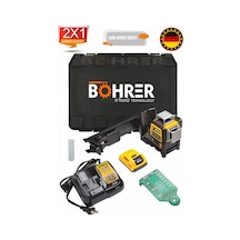 Böhrer Hb0214t 12v Max Lazer Seviyesi, Yeşil Çizgi Lazeri, 3 Yollu, 360 Derece Profesyonel , Kablosuz Edilebilir