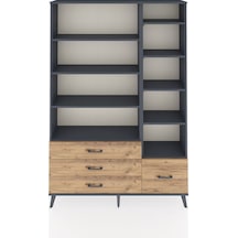 Arges Dolap 9 Raflı 4 Çekmeceli 132x30x195 Antrasit-antrasit/çam Antrasıt/atlas Çam