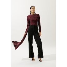 Manuka Pelerin Detaylı Bluz Bordo Bordo