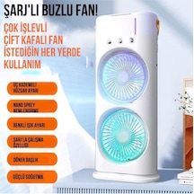 Şarjlı Uzaktan Kumanda Buzlu Taşınabilir Fan Soğutucu Rgb Led Çift Fanlı Buz Hazneli Masaüstü Fan