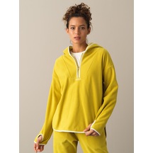 Xint Sarı Oversize Kapüşonlu Polar Sweatshirt 400525