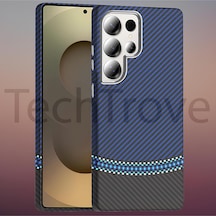 Samsung Uyumlu Galaxy S25 Ultra Kılıf Magsafe Şarj Özellikli Karbon Fiber Görünümlü Yüksek Kalite Kapak