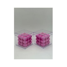 Şeffaf Kutulu İkili Pembe Bubble Mum-doğal %100 Soya Wax Dekor Mum Düğün, Nişan,kına Hediyelik