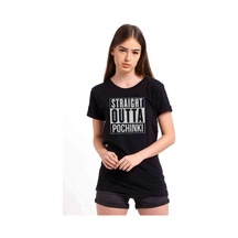 Pubg Straıght Outta Pochınkı Baskılı Siyah Kadın Tshirt (534283787)