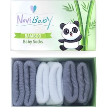 Novibaby 3'lü Bambu Yenidoğan Bebek Çorabı I Cloudy I 0-6 ay "Karışık Renkli"