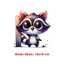 Rakun Ütü İle Yapışan Tekstil Kumaş Tişört Dtf Baskı 3602