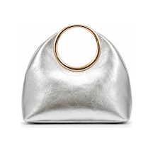 Nura Collection Milano Icon Gold Metal Saplı Kadın El Ve Omuz Çantası Gümüş - 896351481 Gümüş