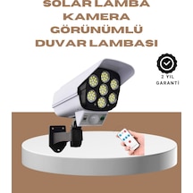 Güneş - 758 - Enerjili Led Lamba + Güvenlik Kamerası Görünümlü 5-8 M Hareket Algılamalı, - Spt-gld - Beyaz Işık
