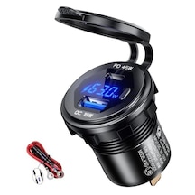 12-24volt Araç/tekne/motosiklet Quick Hızlı Şarj Type C / Usb Mavi Işık 45w 1 Type C