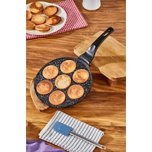 27 Cm Granit Döküm Emoji Pankek Krep Tavası Çocuklara Özel Hediyelik Pratik Tava Siyah