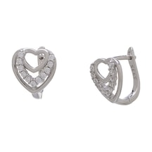 Kalp Model-3 925 Ayar Gümüş Zirkon Taşlı Kadın Küpe Gümüş