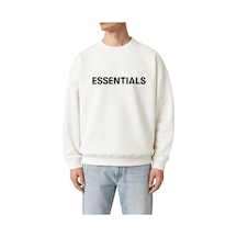 Benroma 3 İplik Penye Essentıals Baskılı Unisex Sweatshırt Beyaz